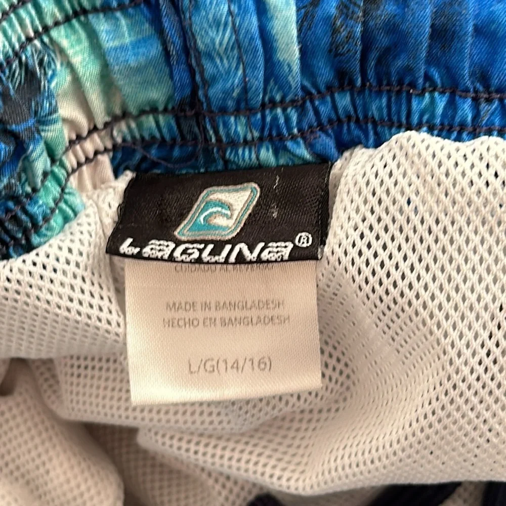 Laguna blue gray multicolor lightweight lined swim board trunks